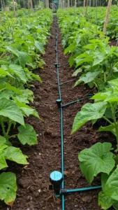 Comparison of efficient irrigation system vs poor water distribution due to low quality pipes