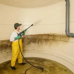 Open water storage tank exposed to dust insects and debris causing water contamination