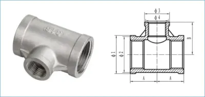 Reducer HDPE tee fitting with smaller branch outlet compared to main pipeline diameter